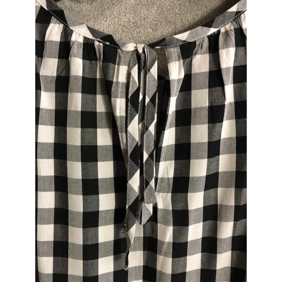 Loft Black White Plaid Sleeveless Keyhole Crew Neck Rayon Tank Reg Size XS - Picture 4 of 6